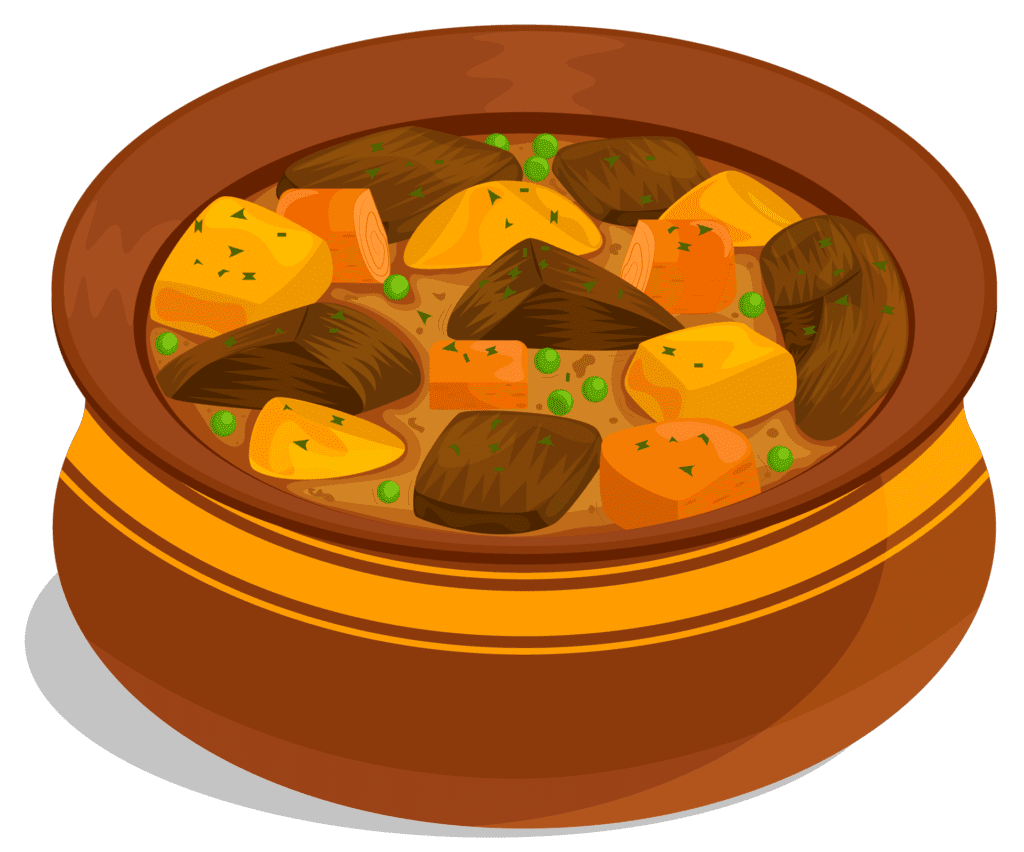 A bowl of beef stew in a clay pot (Handi).