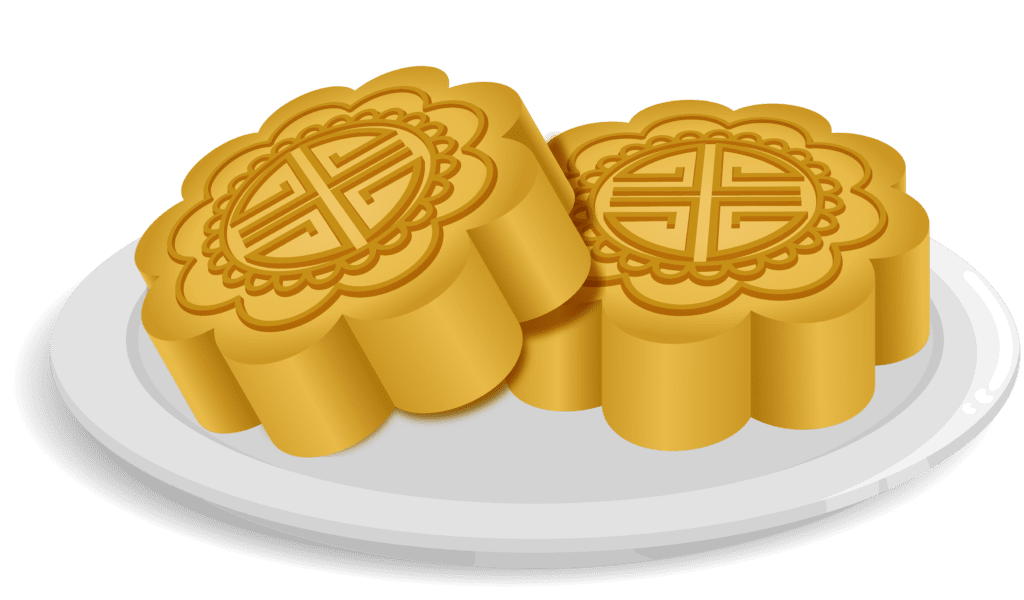 Mooncake pastry with intricate design and symbol.